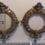 Stunning Pair of Antique Highly Detailed Rococo/Late Baroque Solid Cast Brass Round Mirror Frames with Cherubs Head, Satyr, Flowers and Foliage, One with Mirror and One Without Mirror, Circa 19th Century Image 2