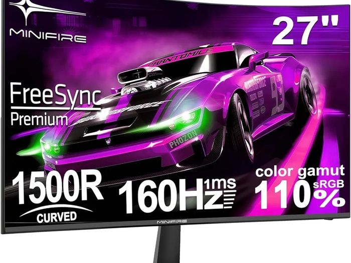 27 Inch Curved Gaming Monitor 160Hz, FHD 1920/1080, PC Screen with VA Panel 1500R, 1Ms GtG, sRGB130 percent, Computer Screen, VESA Compatible, Eye Care Adaptive Sync HDMI  DP Prots