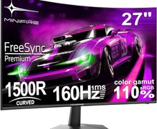 27 Inch Curved Gaming Monitor 160Hz, FHD 1920/1080, PC Screen with VA Panel 1500R, 1Ms GtG, sRGB130 percent, Computer Screen, VESA Compatible, Eye Care Adaptive Sync HDMI  DP Prots