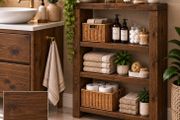 Handmade Walnut Finish Solid Wood Bathroom Unit