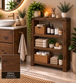 Handmade Walnut Finish Solid Wood Bathroom Unit