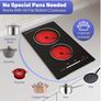 Ceramic Hob 2 Zone with Plug, Built-in Electric Hob 2 Burner 30cm, 2 Ring Ceramic Electric Hob with Silde Control, 9 Heating Level, Safety Lock, Timer Image 3