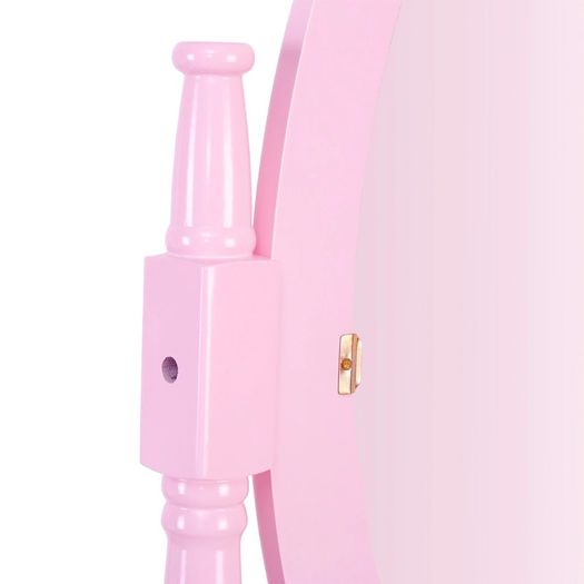 Bedroom Furniture Pink Dressing Table 3-Drawer Makeup Dresser Set with Stool Oval Mirror