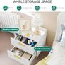 2-Drawer Bedside Table Set of 2, Small Bedside Storage Cabinet with Storage, Nightstand End Table for Living Room Bedroom Office, 40x30x52cm, White & Gold Image 5