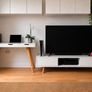 White Desk with Wooden Legs Image 3