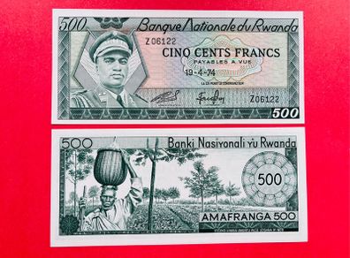 Rwanda  500  Francs. 1974  RARE  &   Scarce ( Z )REPLACEMENT ( Uncirculated )