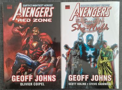 AVENGERS by Geoff Johns hardcover graphic novels. Red Zone! Search for She-Hulk! MARVEL Comics Premiere Editions