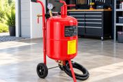 40L Sandblaster, Portable Abrasive Blaster with Pressure Gauge, Ceramic Nozzle, 2.5m Hose, Water Trap &amp; 6" Wheels