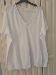 Plus Size V Neck White Cotton Top
