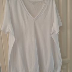 Plus Size V Neck White Cotton Top
