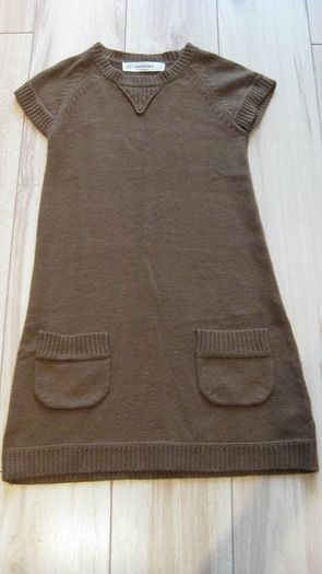 Zara ladies knit tan dress short sleeves size small