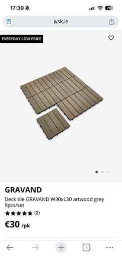 33 x Jysk Grey Decking Tiles (30x30cm)