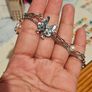 Sumiyaki Ribbon Butterfly Diamante Fuax Pearl Bracelet on Light Blue Colour Image 2