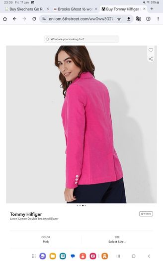 Tommy Hilfiger - Blazer - Pink - Linen Cotton - Fits UK 10 to 12 - BNWT RRP 300