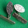 Antique Cufflinks engraved design, antique. Oval fronts  gilt,  c1900. Image 2