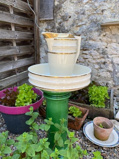 ceramic vintage wash bowls & matching pitchers