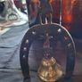 Beautiful Old Iron Wall Mounted Last Call Horseshoe and Brass Bell, Postage Available Image 4
