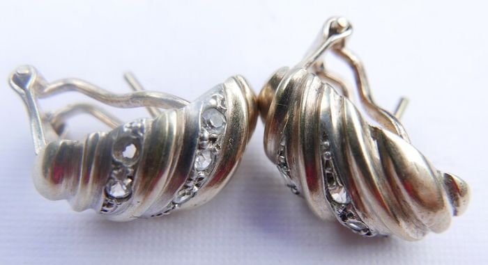 Vintage Sterling Silver  Earrings 1980s Gold Plated Shell Design 4,70g