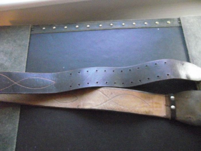 1970s Soviet Military Army Officer's Leather Sam Browne Belt with Field Bag Map-case