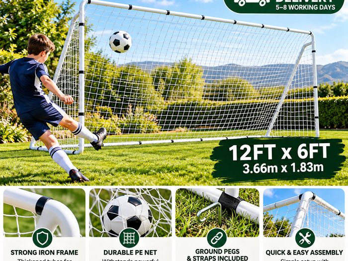 Football Goal 12ft x 6ft Heavy Duty Garden Soccer Goal