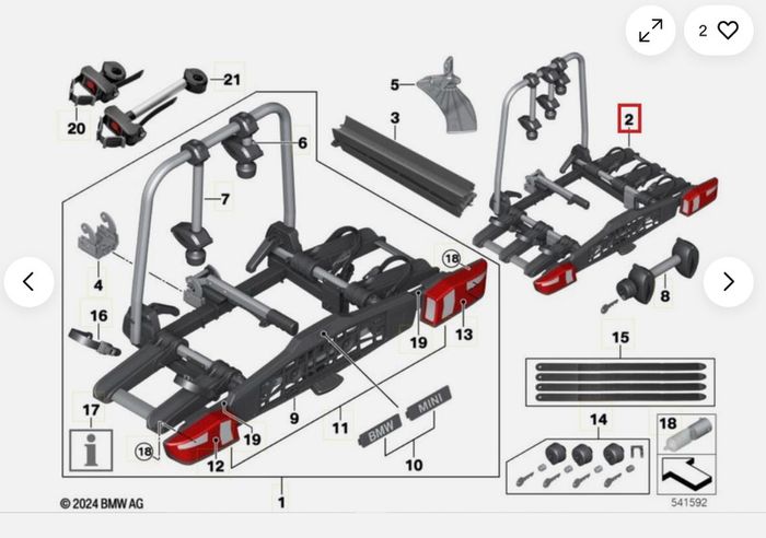 BMW Genuine Rear Bike Cycle Rack Towbar Mount Carrier System (3 Bikes)