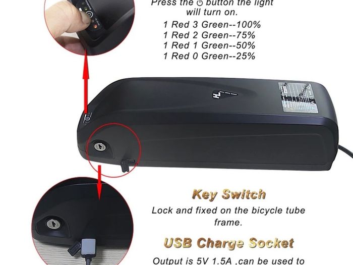 Electric bike ebike Quality battery Cells 48v 20Ah battery (XT60)