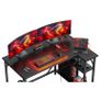 L Shaped Gaming Desk with Power Outlets, 120x70cm Computer Table Small Corner Desk with Large Reversible Storage Shelves, Home Office PC Workstation with Hooks for Writing Study, Black Image 3