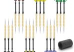FREE SHIPPING | 18 Pack Steel Tip Darts, Premium Aluminum Shafts Professional Metal Darts Set, Darts Set for Beginner or Professional with 6 Style PET Flights and Dart Sharpener