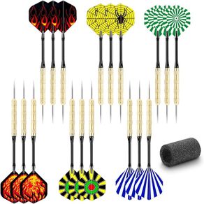 FREE SHIPPING | 18 Pack Steel Tip Darts, Premium Aluminum Shafts Professional Metal Darts Set, Darts Set for Beginner or Professional with 6 Style PET Flights and Dart Sharpener