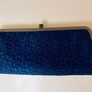 Olga Berg Navy Satin & Lace Clutch Bag with Chain Strap New Image 2