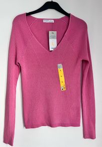 BNWT Size 14 Pink V Neck Jumper by Penney's