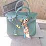Moss Green genuine leather handbag ( Not a Birkin) Image 6