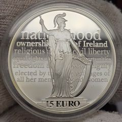 Ireland 2016 Silver Proof 15 Euro Coin 100th Anniversary of the Proclamation of the Irish Republic in Original Holder with COA