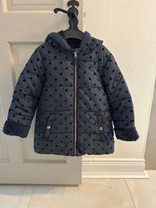 Kids Jacket Girls Winter Coat Age 6-7 Blue Polka Dot Puffer Warm Coat Jacket Girl Ana Navy