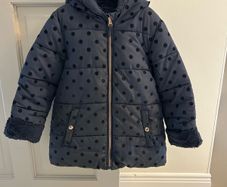 Kids Jacket Girls Winter Coat Age 6-7 Blue Polka Dot Puffer Warm Coat Jacket Girl Ana Navy
