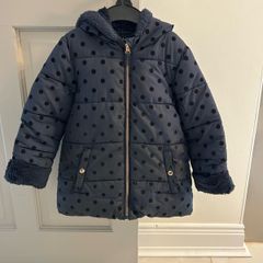 Kids Jacket Girls Winter Coat Age 6-7 Blue Polka Dot Puffer Warm Coat Jacket Girl Ana Navy