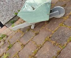 Wooden wheelbarrow planter