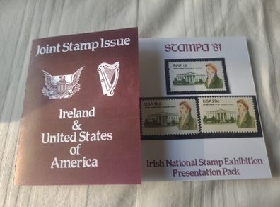 Very rare - Joint Irish and USA release of James Hoban stamp 1981 presentation pack limited edition 3 stamp pack