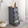 Bathroom cabinet, narrow wooden bathroom cabinet with 4 drawers, 30 x 30 x 82 cm, living room, bedroom, hallway, deep, free-standing, space-saving, gray Image 4