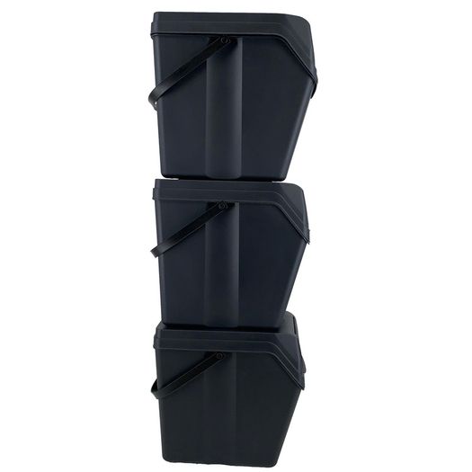 BRAND NEW Set of 3 recycling cubes with capacity of 75 litres of compartment in black color