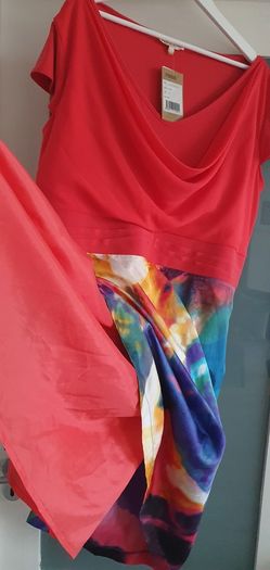 NASS Designed in Ireland block multi printed cowl neck dress Sz 22 UK - Bnwt Rrp 99 Sterling