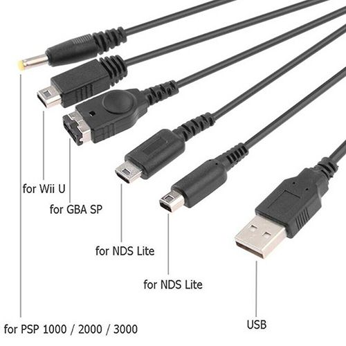 5 In 1 Usb Charging Cable For Nintendo Gba Sp Wii U 3ds Ds Lite Dsi Xl Dsi Psp