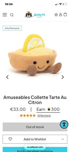 New JELLYCAT Fleurette Tarte Aux Fraises and Collette Tarte Au Citron Pair
