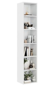 Tall Bookcase 6 Tiers White
