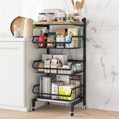 NEW SALE | Storage Rack,kitchen Trolley,Vegetable Trolley on Wheels,4 Tier