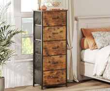 Chest of Drawers, 5 Drawer Tall Dresser, Fabric Dresser for Bedroom Closet Entryway Hallway Nursery Bedside