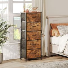 Chest of Drawers, 5 Drawer Tall Dresser, Fabric Dresser for Bedroom Closet Entryway Hallway Nursery Bedside