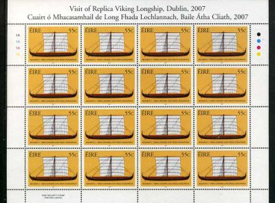 2007 Ireland Viking Heritage Commemorative Stamp Sheetlet Plate 1A1A1A1A Mint Never Hinged (MNH)