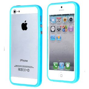 Hard Plastic Rubber Bumper Case with Metal Buttons for Apple Iphone 5 Free Screen Protector Front Back