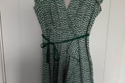 Great Plains Dress - Green &amp; White with Green Belt Size 16